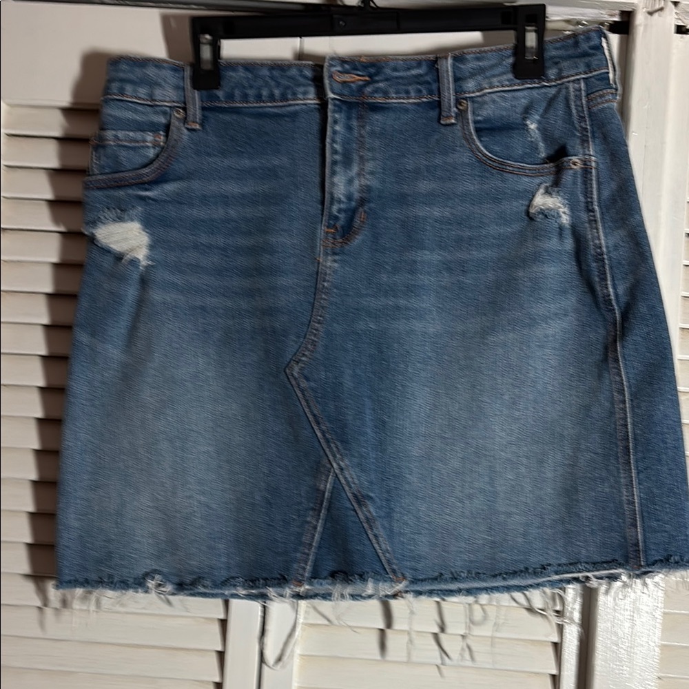 Distressed Denim Skirt